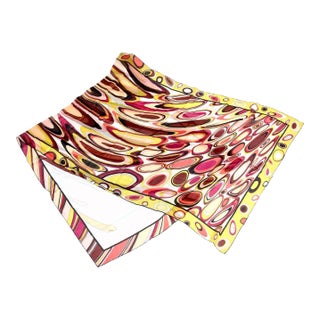 Vintage Emilio Pucci Oblong Silk Scarf in Magenta, Pink, Chartreuse, Brown, Black, Coral, 1970's For Sale