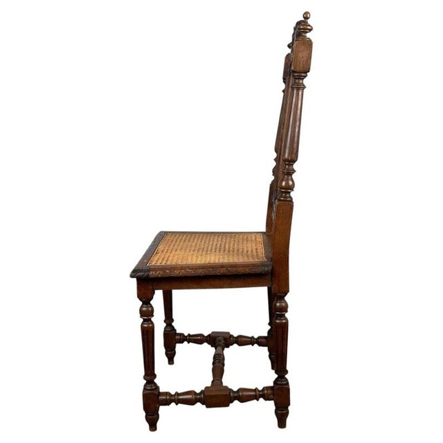 19th Century Antique Oak Carved Hallway Chair with Cane Seat For Sale - Image 9 of 11