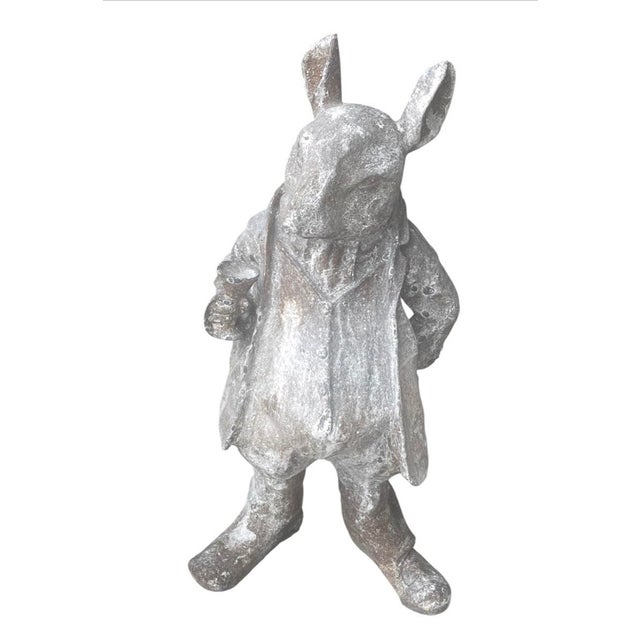 Vintage Cast Iron Anthropomorphic Gentleman Dandy Mouse Garden Statue For Sale - Image 4 of 12