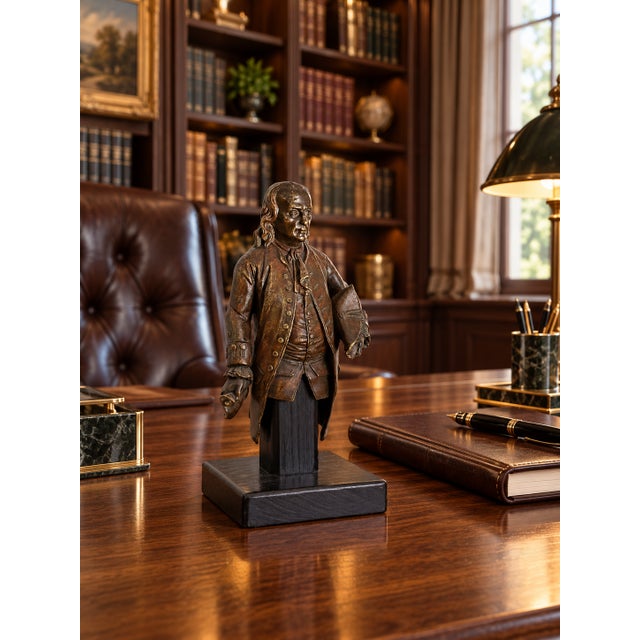 19th Century Gilt Bronze Portrait Sculpture of Benjamin Franklin Circa 1830s For Sale - Image 14 of 14