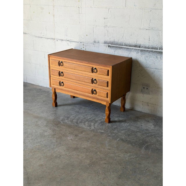 Oak Dresser With 3 Drawers and Black Handles Danish Mid-Century Modern 1960s For Sale - Image 11 of 12