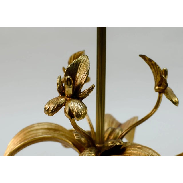 Black Mid-Century Brass Fleur de Lis Table Lamp, 1960s For Sale - Image 8 of 10