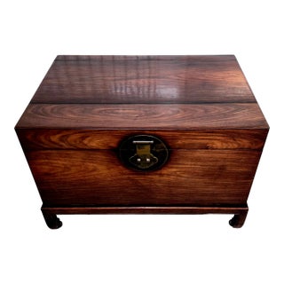 Antique Chinese Polished Rosewood Trunk For Sale
