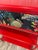 Wood Solid Wood Console Table, Narrow Hallway Furniture, Red and Gold Palm Beach Tropical Decor For Sale - Image 7 of 11