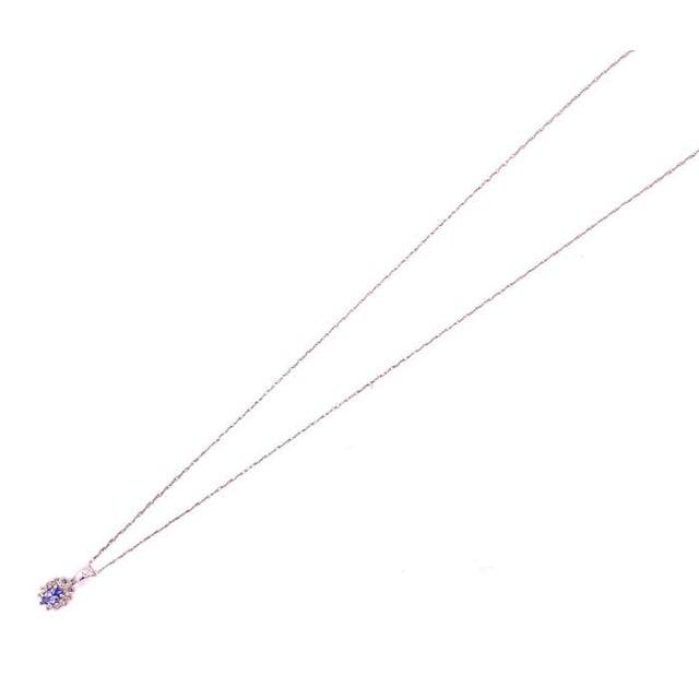 14 Karat White Gold Necklace With Diamonds and Oval Tanzanite Pendant For Sale - Image 4 of 12