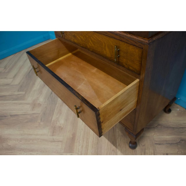 Brown Art Deco Oak Linen Cabinet, 1930s For Sale - Image 8 of 9