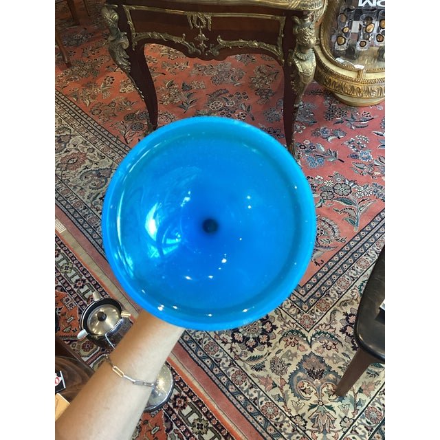 Cerulean French Blue and White Opaline Glass Vases, Pair For Sale - Image 8 of 8