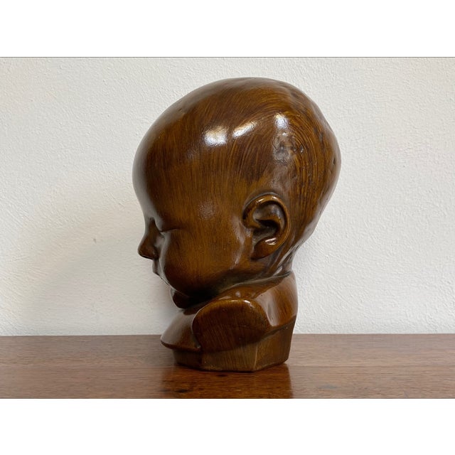 Plastic Jan Verdonk, Paridur Bust of a Sleeping Child, 1920s, Plaster & Resin For Sale - Image 7 of 15