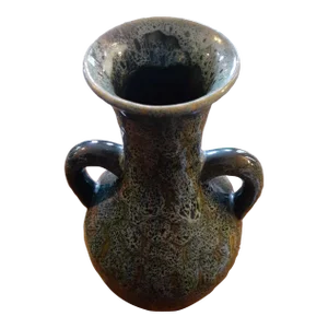 1960s Art Studio Glazed Pottery Dual Handle Palace Vase