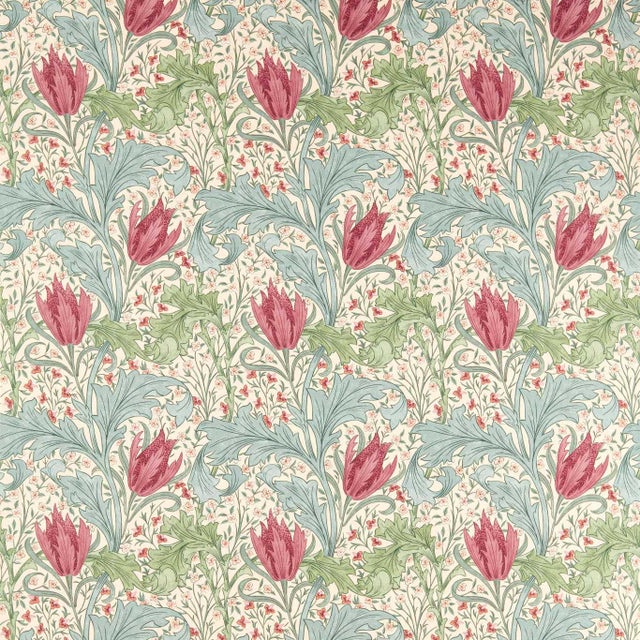 Morris & Co. Lent Lily Fabric in Plum/Bayleaf For Sale