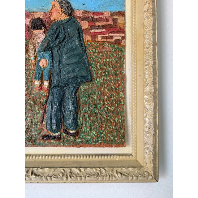 1970’s Vintage Figurative Abstract Heavy Impasto Oil Painting on Canvas Board, Framed For Sale - Image 9 of 11