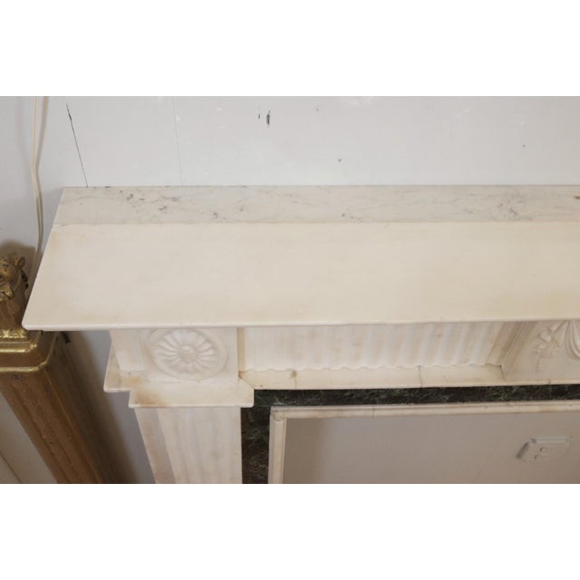 White Regency White Marble Mantel With Emerald Green Marble Inlay For Sale - Image 8 of 13