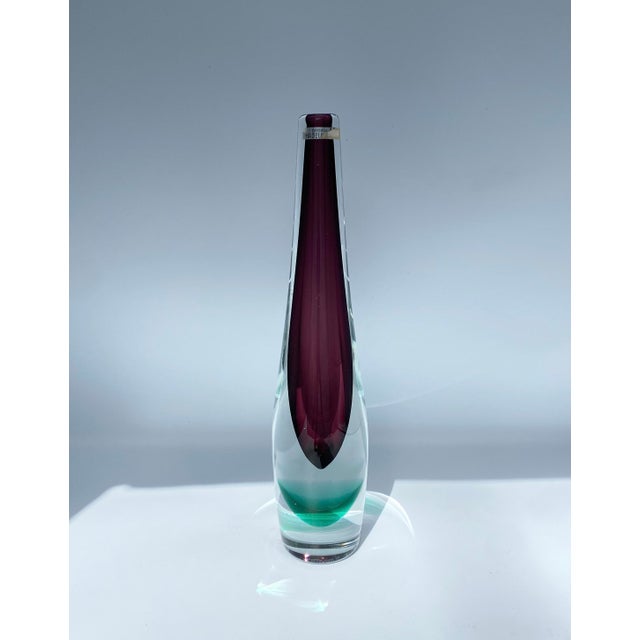 Mid-Century Modern 1950s Signed Willy Johansson Art Glass Bud Vase for Haveland Glassverk For Sale - Image 3 of 8