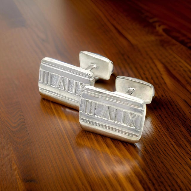 Tiffany and Co. 1990s Tiffany & Co Estate "Atlas" Cufflinks Sterling Silver, 2 Pieces For Sale - Image 4 of 9