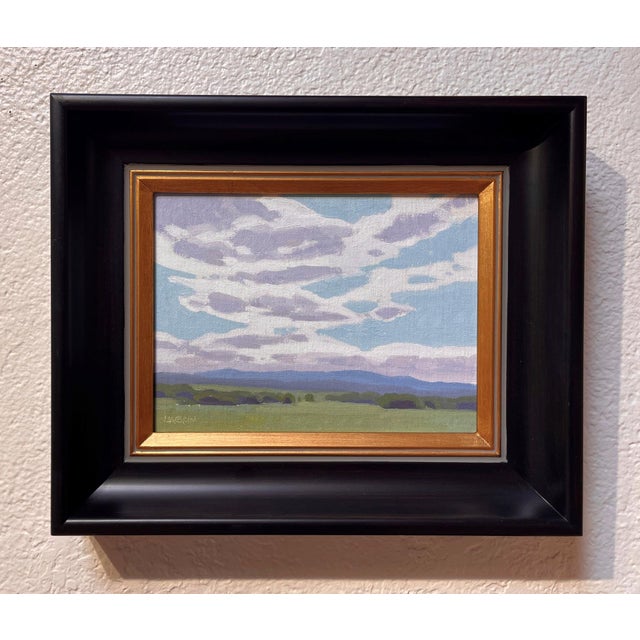 Contemporary Bow Mar Blue Skies by Michael Magrin | Oil on Linen Landscape with blue skies and distant mountains For Sale - Image 3 of 5