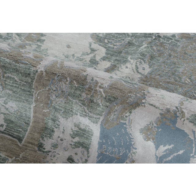 Rug & Kilim’s Distressed Contemporary Floral Rug, in Gray & Blue Hues For Sale - Image 11 of 12