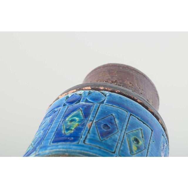 Bitossi Ceramic Vase with Brown and Rimini Blu Glaze by Aldo Londi for Bitossi, 1970s For Sale - Image 4 of 6