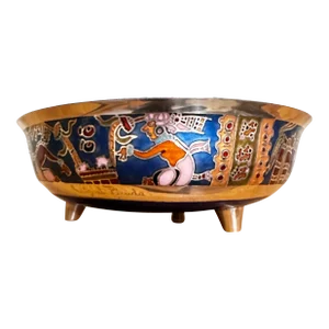 1950s Miguel Pineda Mexican Sterling and Enameled Bowl Modernist Enamel