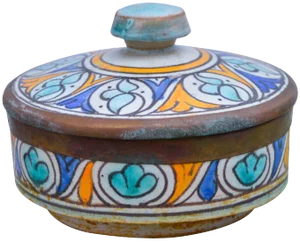 Early 20th Century Afro-Moresque Ceramic Lidded Bowl