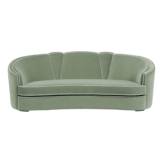 Josephine 230 Sofa in Muted Sage Green Cotton Velvet Upholstery by Munna For Sale