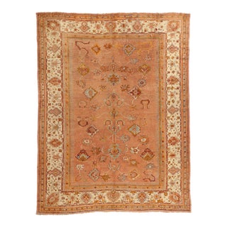 Late 19th Century Turkish Oushak Rug, 11'03 X 14'08 For Sale