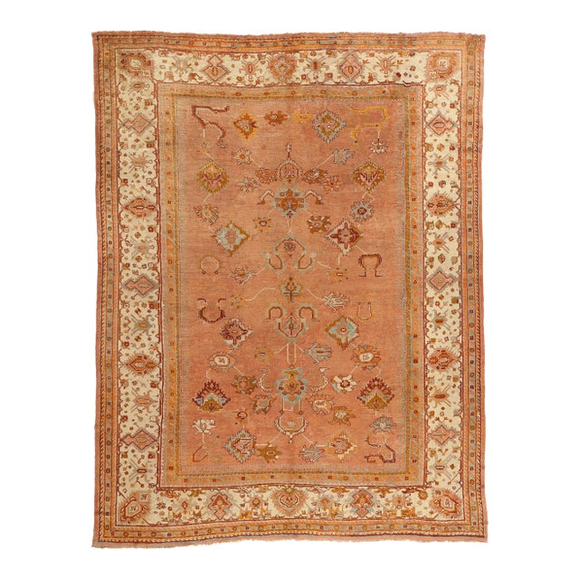 Late 19th Century Turkish Oushak Rug, 11'03 X 14'08 For Sale
