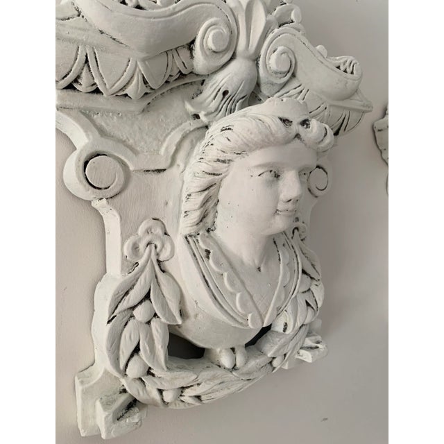 Gorgeous pair of vintage, plaster, female wall sculptures by Irving B. Last, once located in Hialeah Florida. The pair has...