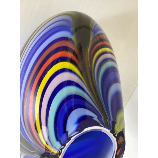 Italian Contemporary Artistic Vase in Murano Glass With Colored Reeds For Sale - Image 3 of 8