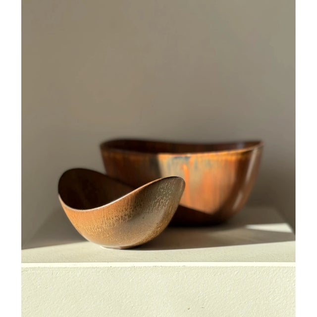 Brown Stoneware Bowl by Carl-Harry Stålhane for Rörstrand, Sweden 1960s For Sale - Image 8 of 9