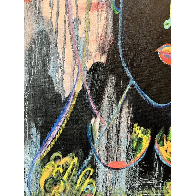 Abstract "I Wore Flowers" Abstract Figurative Contemporary Mixed Media Painting For Sale - Image 3 of 9