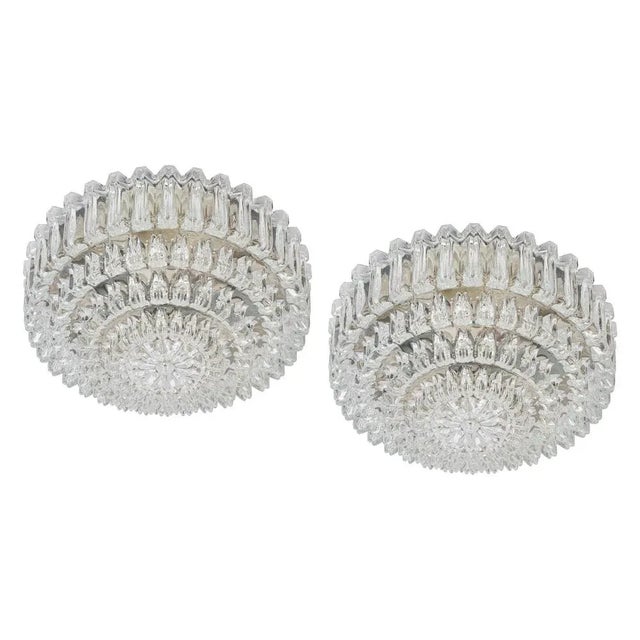 Large German Round Textured Glass Flushmount from Limburg, 1970s For Sale - Image 9 of 9