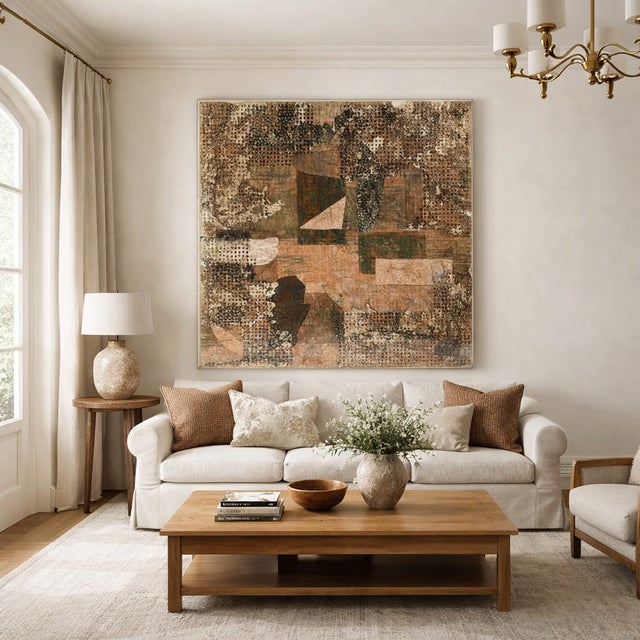 A bold and serene landscape mixed media art sculpture painting on pierced and solar burn paper canvas. Jay McCafferty,...