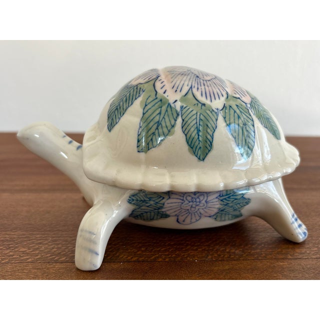 1980s Porcelain Lidded Turtle Box For Sale - Image 6 of 11