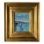 Vintage Impressionist Abstract Coastal Harbor Oil on Canvas Painting, Gold Wood Framed For Sale