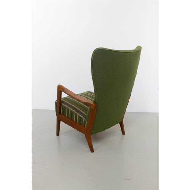 Green Danish Modern Lounge Chair in Beech and Green Wool by Fritz Hansen, 1940s For Sale - Image 8 of 18