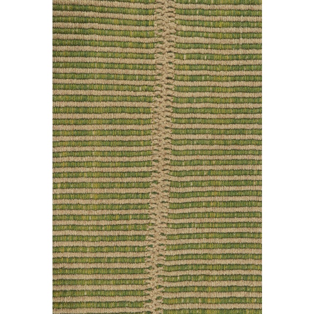 Late 20th Century Rug & Kilim’s Contemporary Kilim in Beige and Green Textural Stripes For Sale - Image 5 of 7