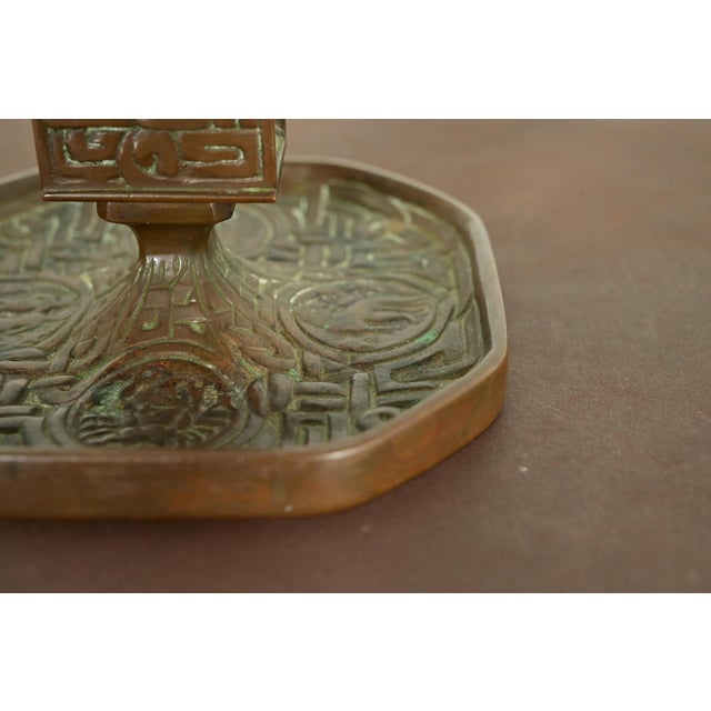 Bronze Tiffany Studios New York Zodiac Pattern Bronze Match Box Holder For Sale - Image 8 of 12
