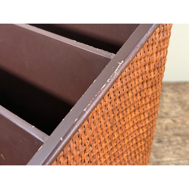 Late 20th Century Woven Rattan Desk Organizer / Letter Holder With Tiered Compartments For Sale - Image 5 of 7