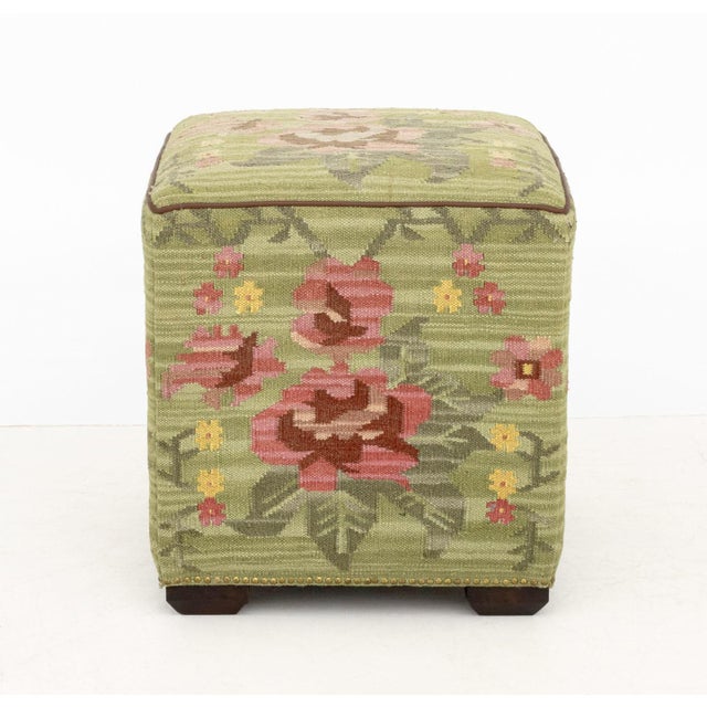 Modern George Smith Style Kilim Upholstered Ottoman For Sale - Image 3 of 7