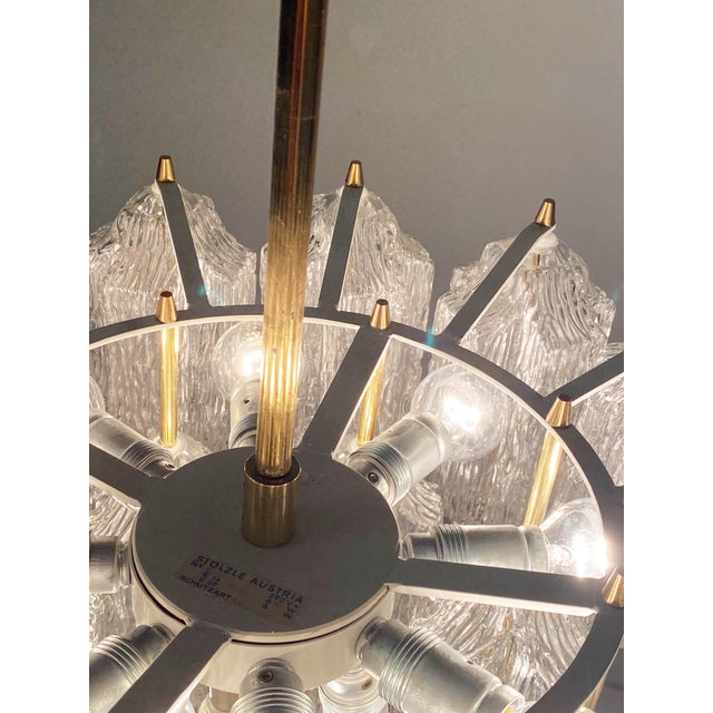 Ice Glass Chandelier from Stölzle, Austria, 1960s For Sale - Image 9 of 18