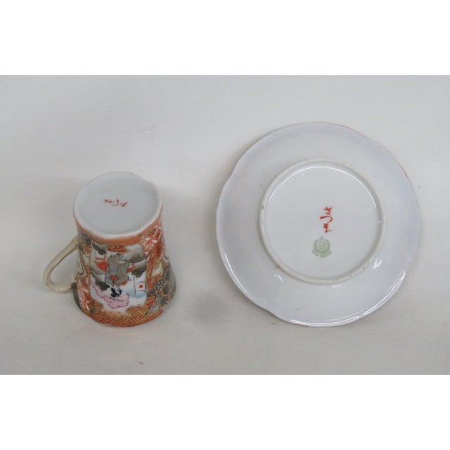 Ceramic Tame and Nakamura Japan 2pc Set Chocolate Cup and Saucer Pair Hand Painted For Sale - Image 7 of 11