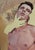 Baby's Breath and Roses by John Tarantola | Oil on Panel Portrait of a man with flowers For Sale - Image 4 of 4