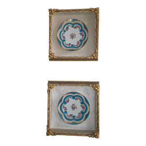 Pair of 18Th Century Sevres Porcelain Plates Mounted in Shadow Box Frames
