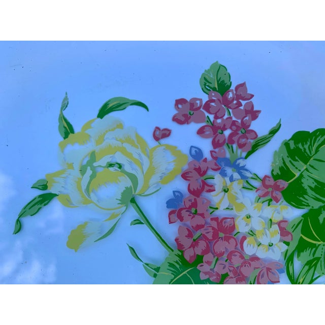 D. Porthault Floral Round Glass Serving Tray For Sale In Charleston - Image 6 of 10