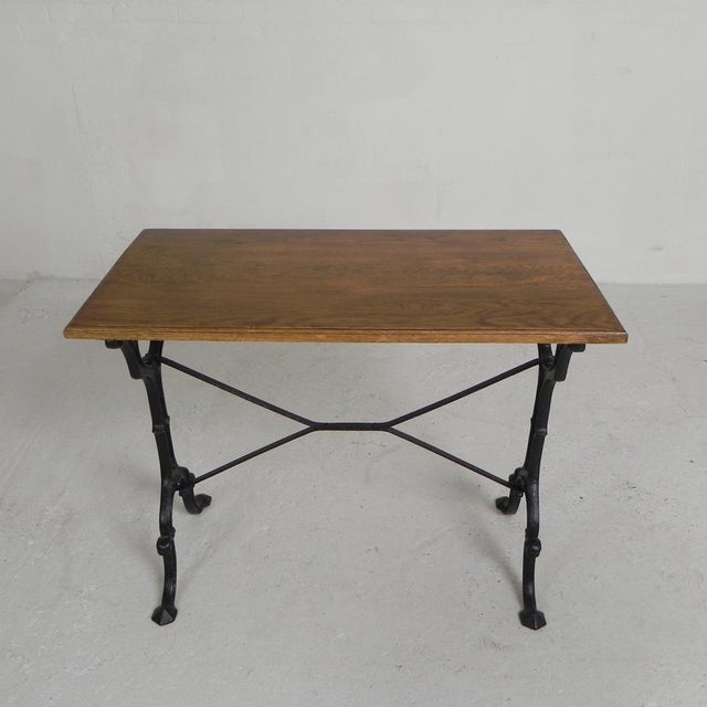 Bistro Table with Oak Top on a Cast Iron Frame, 1930s For Sale - Image 12 of 18