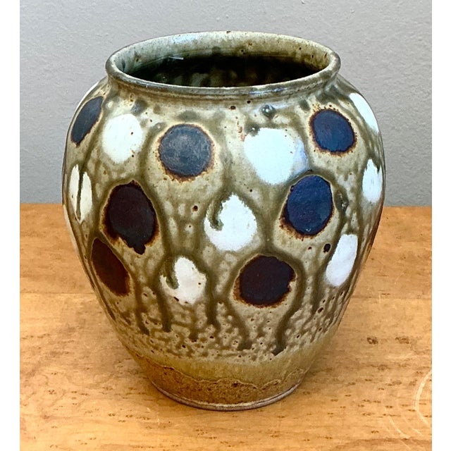 Late 20th Century Vintage Handcrafted Polka Dot Ceramic Vase For Sale - Image 5 of 13