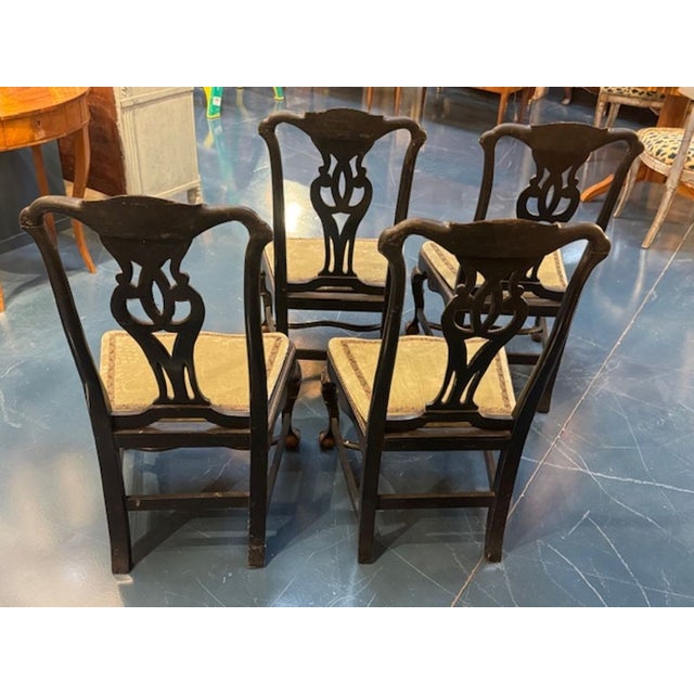 Set of English Queen Anne Chinoiserie Chairs For Sale - Image 4 of 6