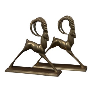 Vintage Brass Ram Bookends - a Pair For Sale