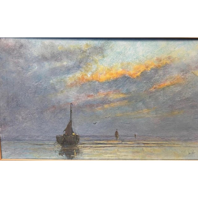 Niek van der Plas, Dane Katwijk Fishing Boat, 1990, Oil Painting on Canvas, Framed, in Very Good conditions. Designed 1990...