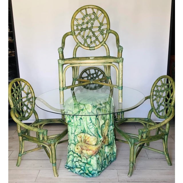 McGuire Cracked Ice Rattan Dining Set - Set of 5 For Sale - Image 11 of 11